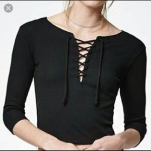 John Galt/ Brandy lace up crop top